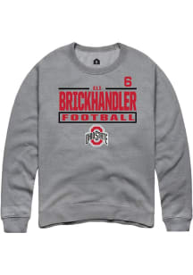 Eli Brickhandler Rally Mens Graphite Ohio State Buckeyes Football NIL Stacked Box Player Crew