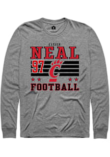 Kamron Neal Cincinnati Bearcats Grey Football NIL Striped Long Sleeve Player T Shirt