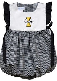 Vive La Fete Idaho Vandals Baby Girls Black Gingham Bubble Short Sleeve Dress