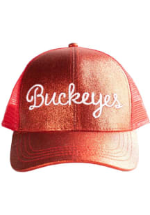 Ohio State Buckeyes Red Glitter Script Womens Adjustable Hat