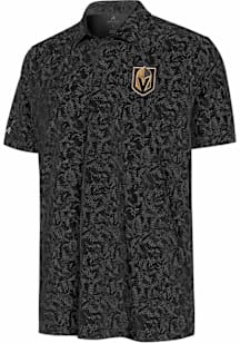 Antigua Vegas Golden Knights Mens Black Lush Short Sleeve Polo