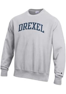 Mens Drexel Dragons Ash Champion Arch Reverse Weave Crew Sweatshirt