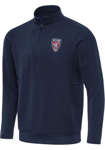 Antigua Indy Eleven Mens Navy Blue Generation Long Sleeve Qtr Zip Pullover