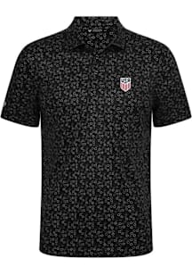 Levelwear USMNT Mens Black Frost Insignia Short Sleeve Polo
