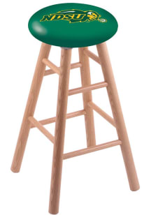 North Dakota State Bison Green Round Cushion Oak Pub Stool - Brown