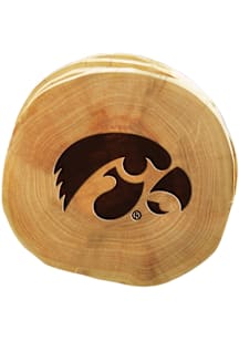 Iowa Hawkeyes 4pc Wood Cut Coaster - Black