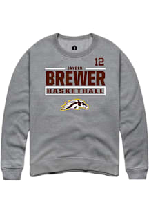 Jayden Brewer Western Michigan Broncos Mens Grey NIL Stacked Box Player Crew