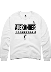 Dee Alexander Cincinnati Bearcats Mens White NIL Stacked Box Player Crew