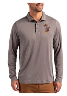 Mens Minnesota Golden Gophers Graphite Cutter and Buck Vault Coastline Long Sleeve Polo Shirt