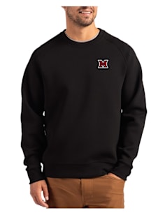 Cutter and Buck Miami RedHawks Mens Black Roam Long Sleeve Crew Sweatshirt