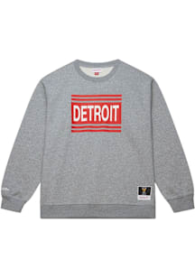 Mitchell and Ness Detroit Red Wings Mens Grey Walkoff Long Sleeve Crew Sweatshirt
