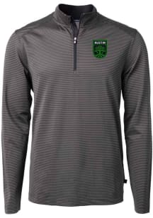 Cutter and Buck Austin FC Mens Black Virtue Eco Pique Micro Stripe Long Sleeve Qtr Zip Pullover