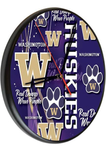 Black Washington Huskies Printed Wall Clock