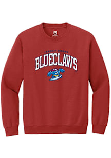 Summit Sportswear Jersey Shore BlueClaws Mens Red Arch Mascot LS Long Sleeve Crew Sweatshirt