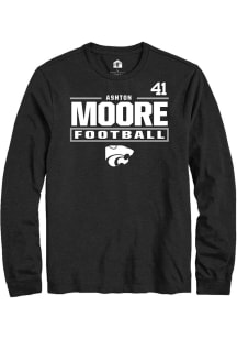 Ashton Moore Mens Black K-State Wildcats NIL Stacked Box Long Sleeve Player T Shirt