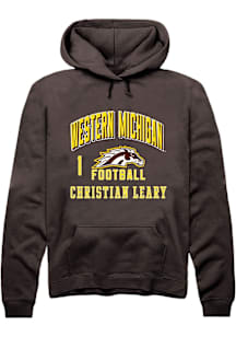 Christian Leary Western Michigan Broncos Mens Brown Football NIL Arch Logo Player Hood
