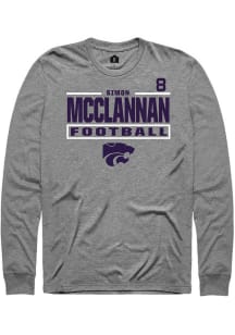 Simon McClannan Mens Graphite K-State Wildcats NIL Stacked Box Long Sleeve Player T Shirt