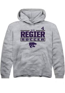 Alix Regier Rally Youth Grey K-State Wildcats NIL Stacked Box Long Sleeve Player Hoodie
