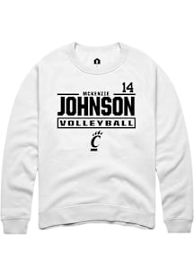 McKenzie Johnson Cincinnati Bearcats Mens White NIL Stacked Box Player Crew