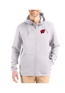Mens Wisconsin Badgers Grey Cutter and Buck Epic Comfort Full Zip Light Weight Jacket