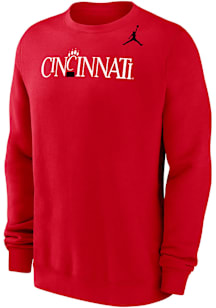 Nike Cincinnati Bearcats Mens Red Jordan Wordmark Long Sleeve Crew Sweatshirt