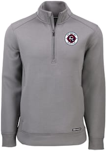 Cutter and Buck New England Revolution Mens Graphite Roam Long Sleeve Qtr Zip Pullover