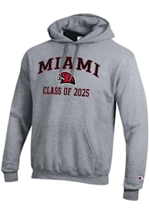 Champion Miami RedHawks Mens Grey Class of 2025 Text Powerblend Long Sleeve Hoodie