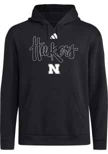 Mens Nebraska Cornhuskers Black Adidas Fleece Hoodie Hooded Sweatshirt