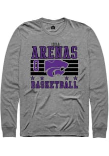Izela Arenas Mens Grey K-State Wildcats NIL Striped Long Sleeve Player T Shirt