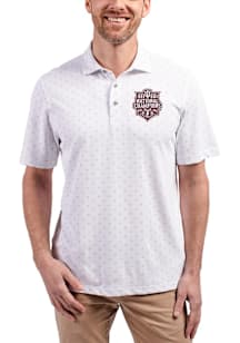 Cutter and Buck Indiana Hoosiers Mens White 2025 CFP National Champions Virtue Eco Pique Tile Shor..