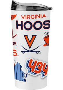 Logo Brands Virginia Cavaliers 20oz Native Stainless Steel Tumbler - White