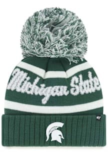 47 Michigan State Spartans Green Spirited Cuff Pom Womens Knit Hat
