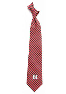 Gingham Rutgers Scarlet Knights Mens Tie - Red