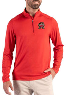 Cutter and Buck Maryland Terrapins Mens Red Coastline Long Sleeve Qtr Zip Pullover