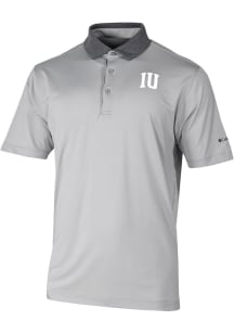 Mens Indiana Hoosiers Grey Columbia Heat Seal Settle In Short Sleeve Polo Shirt