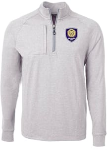 Cutter and Buck Orlando City SC Mens Grey Adapt Eco Long Sleeve Qtr Zip Pullover