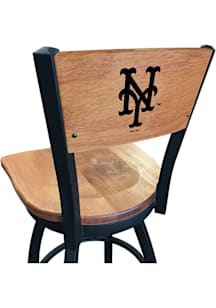 New York Mets Wood Seat Maple Back Swivel Pub Stool - Brown