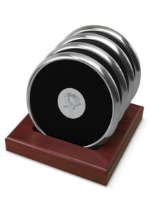 Pittsburgh Penguins Silver and Leather Coaster - Silver