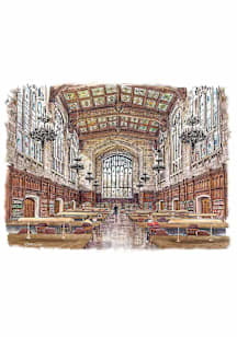 Ann Arbor Law Library Reading Room Illustration Card - Brown