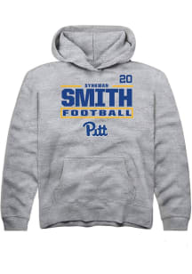 Synkwan Smith Rally Youth Grey Pitt Panthers NIL Stacked Box Long Sleeve Player Hoodie
