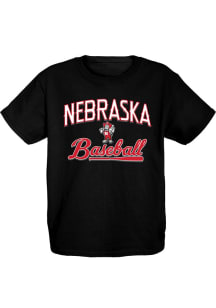 Youth Black Nebraska Cornhuskers Big Ten Baseball Short Sleeve T-Shirt