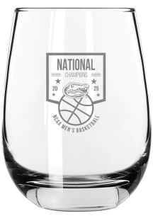 Florida Gators 2025 National Champions Etched 15oz Stemless Wine Glass - White