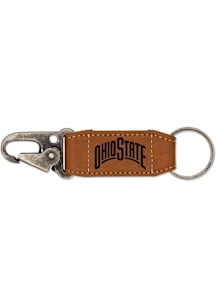 Brown Ohio State Buckeyes Vegan Leather Carabiner Keychain
