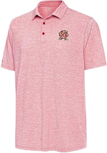 Mens Maryland Terrapins Red Antigua Distressed Stripe Short Sleeve Polo Shirt