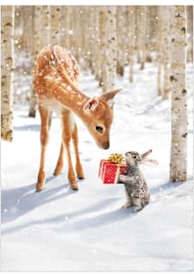Local Gear FAWN AND BUNNY FRIENDS IN SNOW Card - White