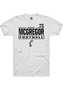 Marcus McGregor Cincinnati Bearcats White Football NIL Stacked Box Short Sleeve Player T Shirt