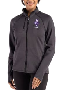 Womens K-State Wildcats Black Cutter and Buck Peshastin Long Sleeve Full Zip Jacket