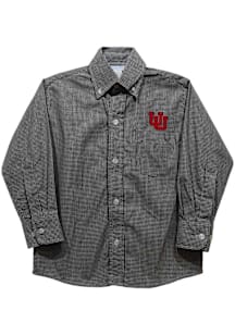 Vive La Fete Utah Utes Toddler Black Gingham Long Sleeve Polo