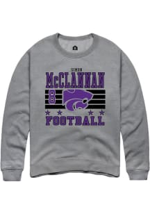 Simon McClannan Rally Mens Grey K-State Wildcats NIL Striped Player Crew