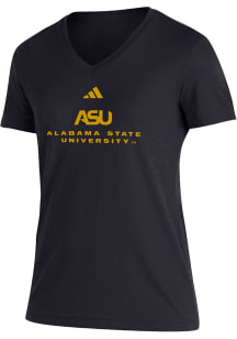 Adidas Alabama State Hornets Womens Black Blend Short Sleeve T-Shirt